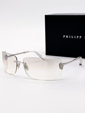 NEW PHILIPP PLEIN SUNGLASSES SPP027V 579X SILVER WOMEN EYEWEAR